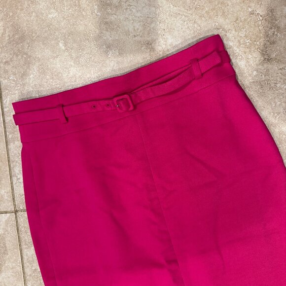 Ann Taylor Belted Knee Length Lined Pencil Skirt - Raspberry - Size 0 - Picture 2 of 6